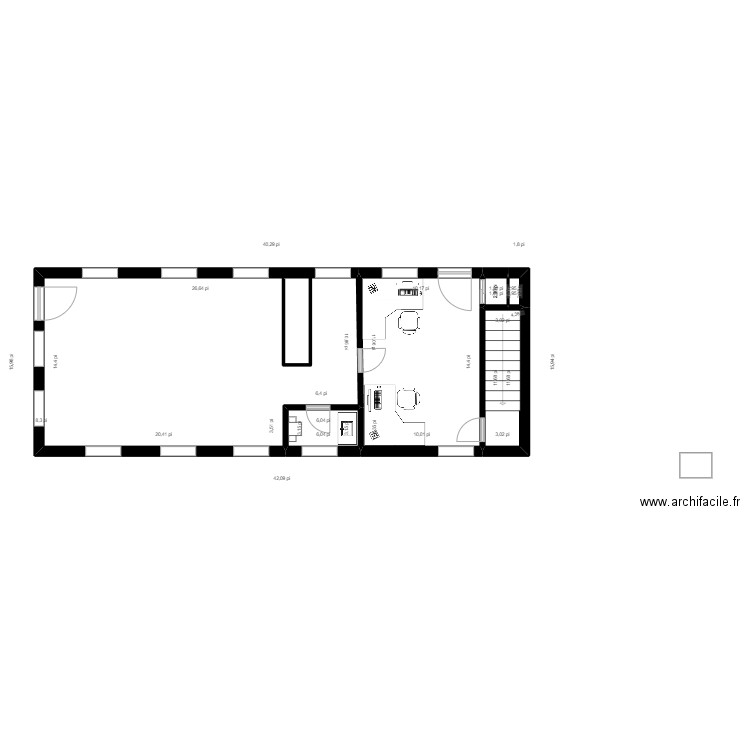 Englobe 14' X 30'. Plan de 6 pièces et 53 m2