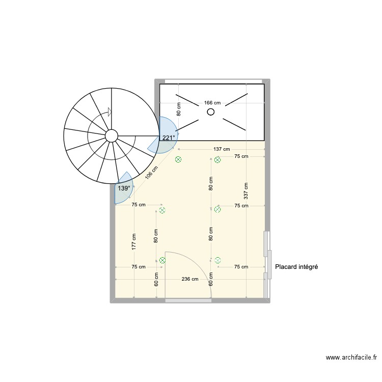 Salle de bain SPOT. Plan de 1 pièce et 7 m2