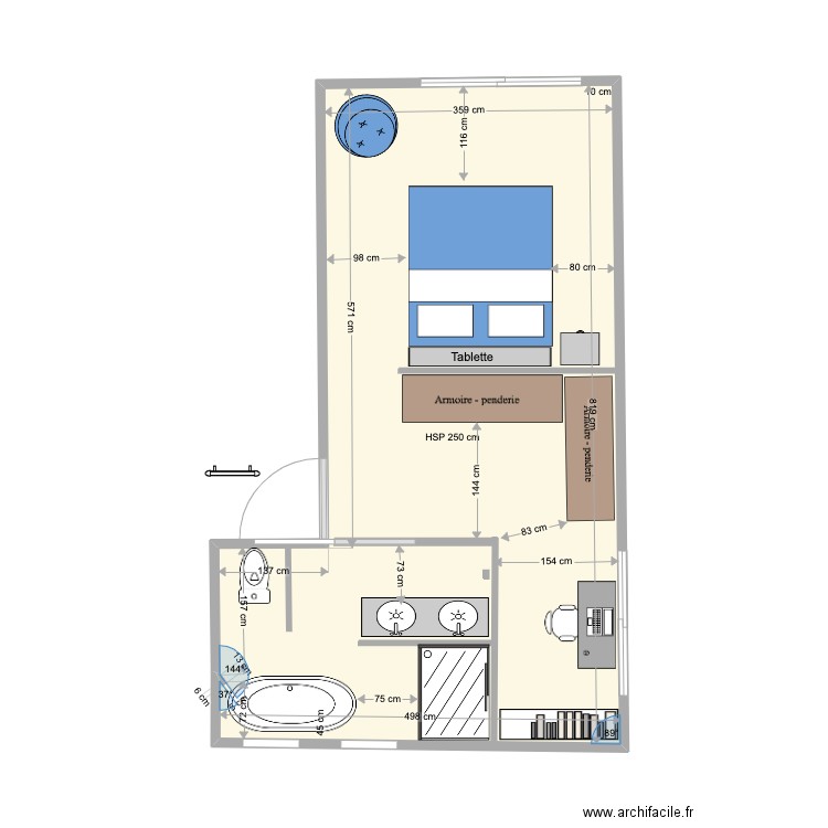 ARNOUL CHAMBRE 4.1. Plan de 1 pièce et 33 m2