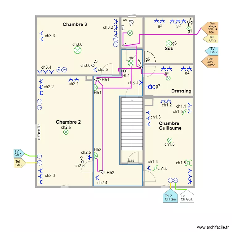 Guillaume corrig&eacute; sans nbre fil  1er &eacute;tage. Plan de 