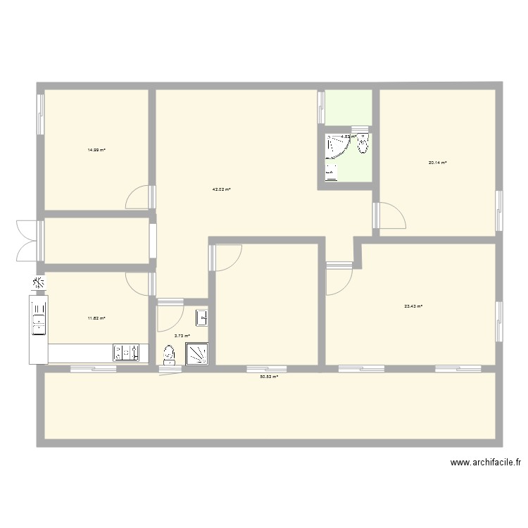 plan pied 160 m2 3facade. Plan de 0 pièce et 0 m2