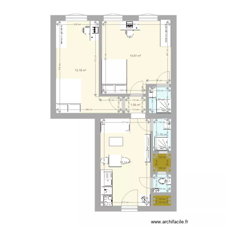 Izabella aménagé 2 chambres. Plan de Izabella aménagé 2 chambres. Plan de