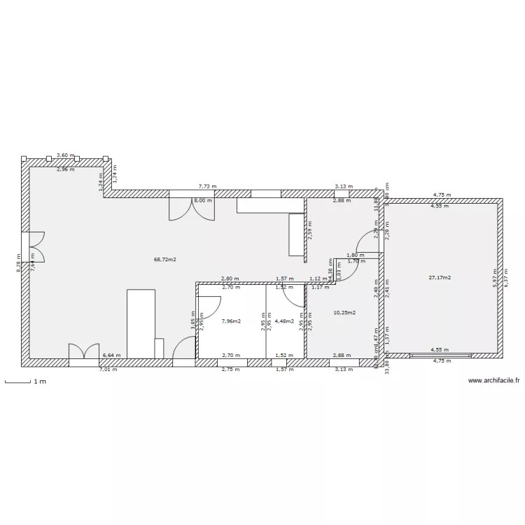 garage droit. Plan de 
