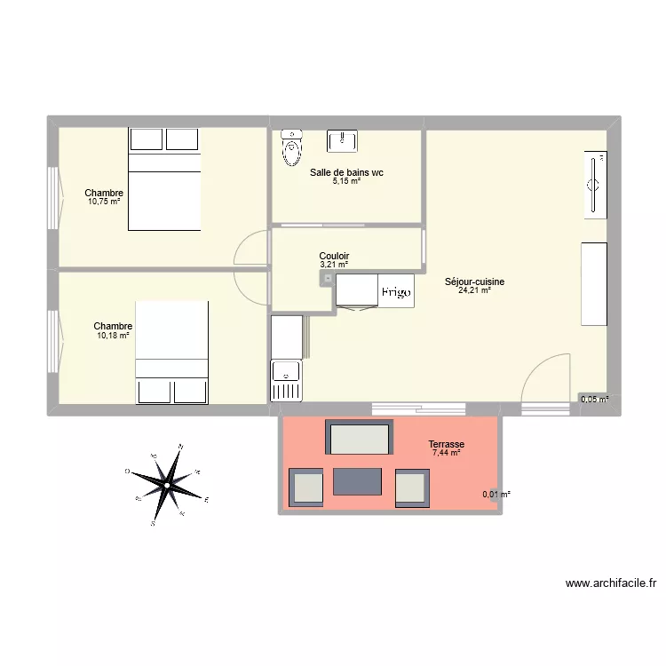 BOUDISSA T3 BAS. Plan de 