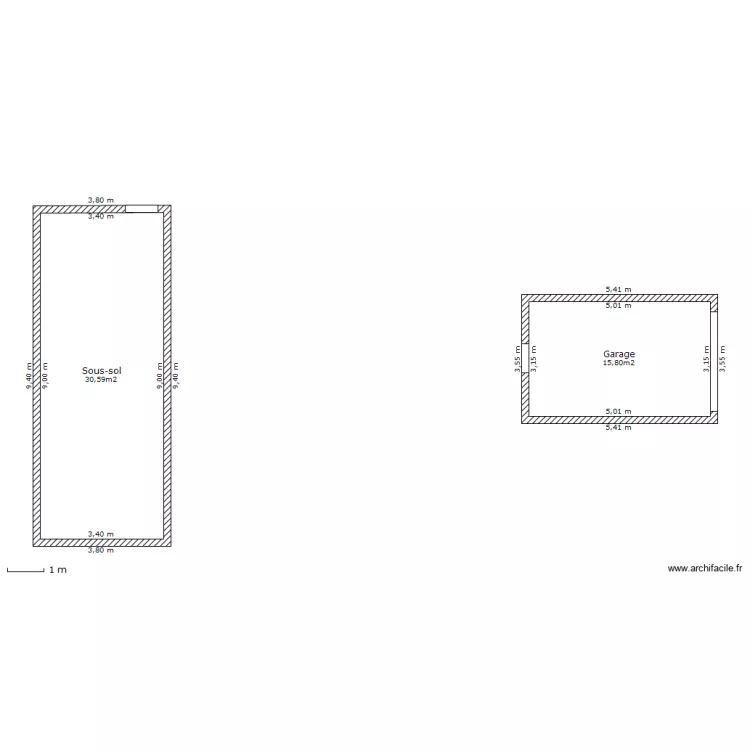 Garage et sous-sol. Plan de 