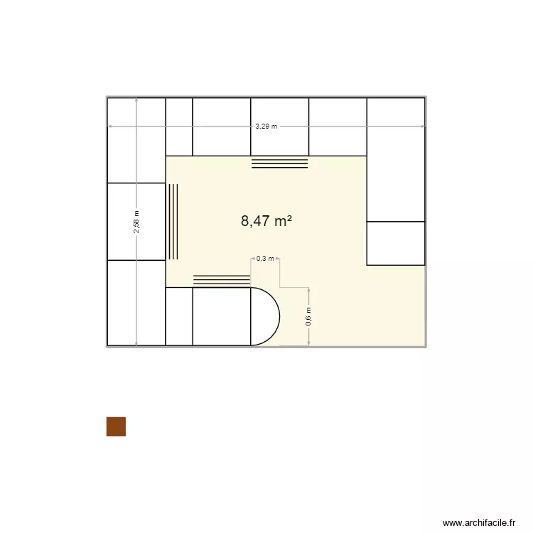 Cuisine. Plan de 1 et 8 m² Cuisine. Plan de 1 et 8 m²