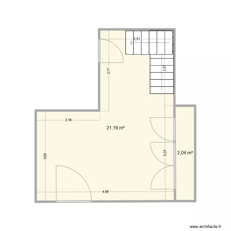 Entr&eacute;e. Plan de 2  et 23 m²