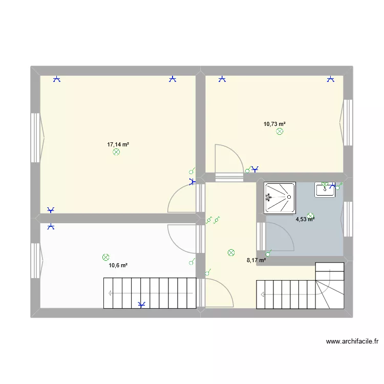 sommiere. Plan de 5  et 51 m²
