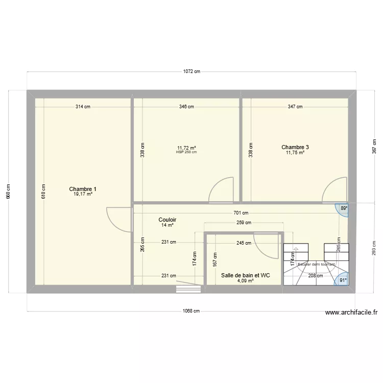 Fortanier. Plan de 5  et 61 m²