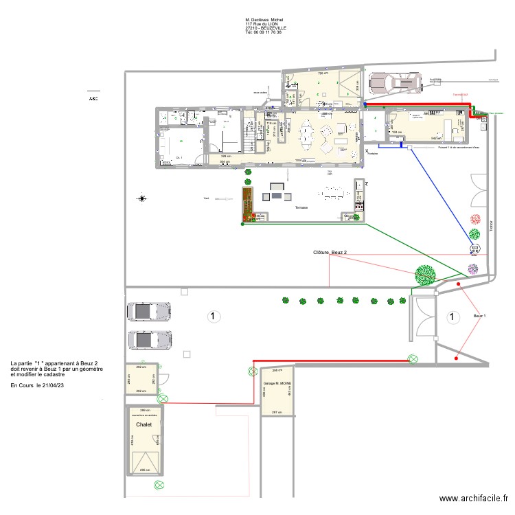 Beuz 2 R d C. Plan de 13 pièces et 147 m2