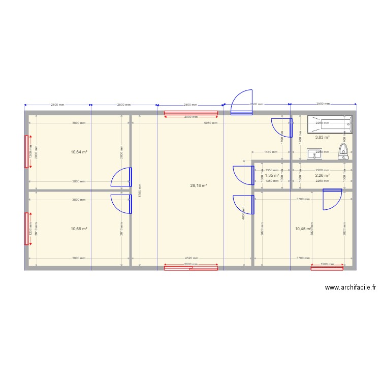 75 9. Plan de 7 pièces et 67 m2