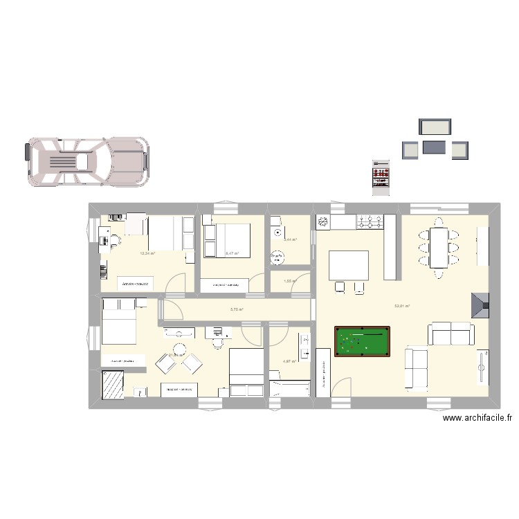 maison future. Plan de 8 pièces et 110 m2