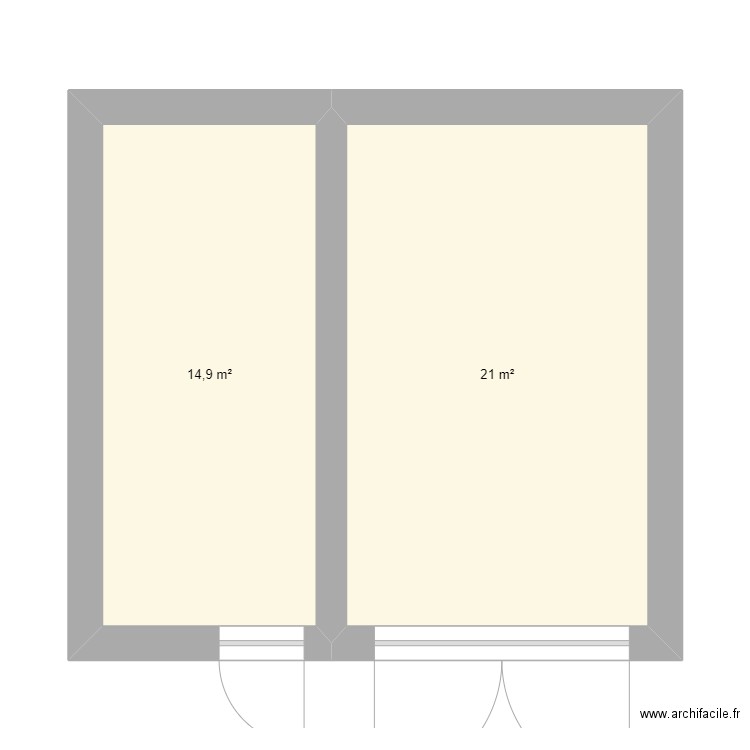 Maison dépendance. Plan de 2 pièces et 36 m2