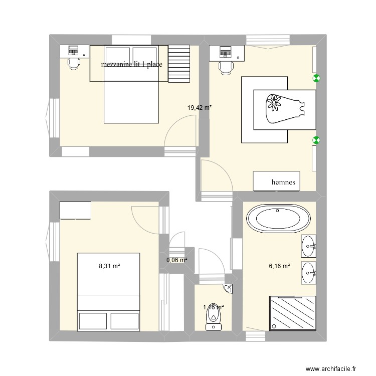 1er etage plan 2. Plan de 5 pièces et 35 m2