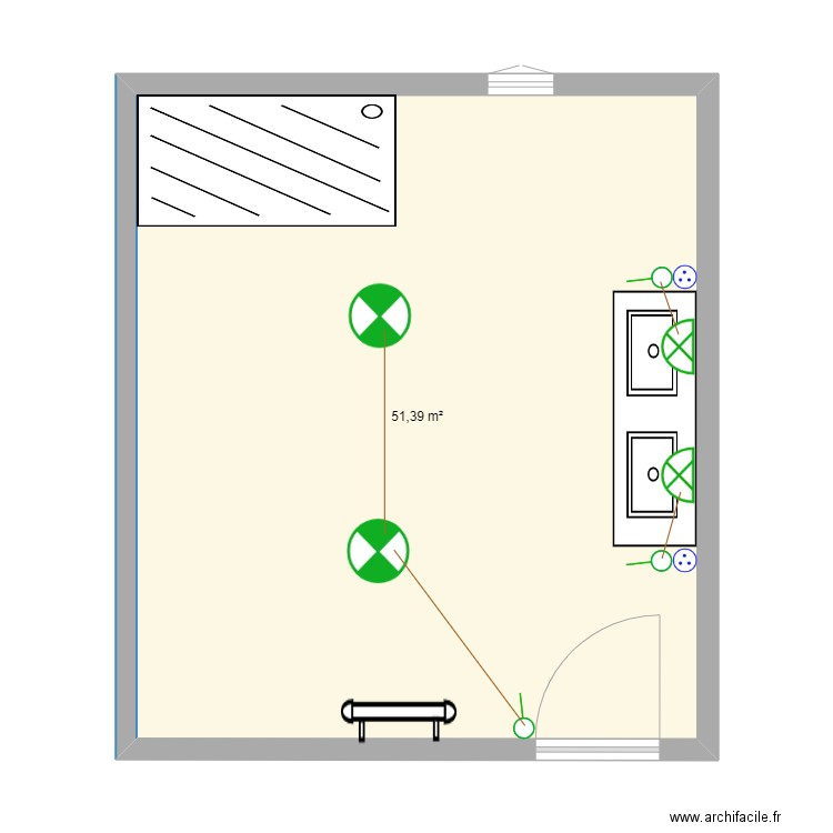  suc. Plan de 1 pièce et 51 m2