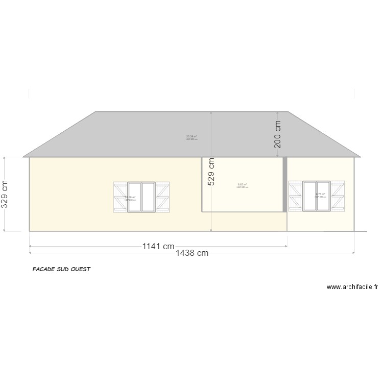 FACADE SUD OUEST. Plan de 0 pièce et 0 m2