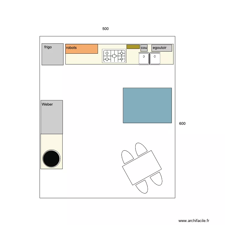 cucina mobile. Plan de 