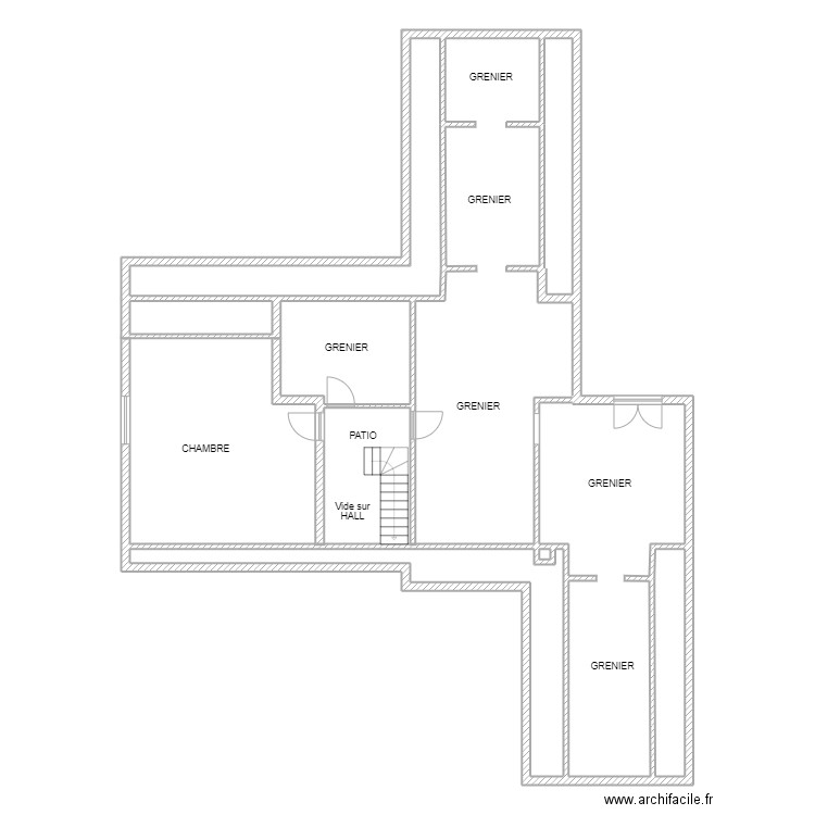 Jennebauffe étage. Plan de 7 pièces et 76 m2