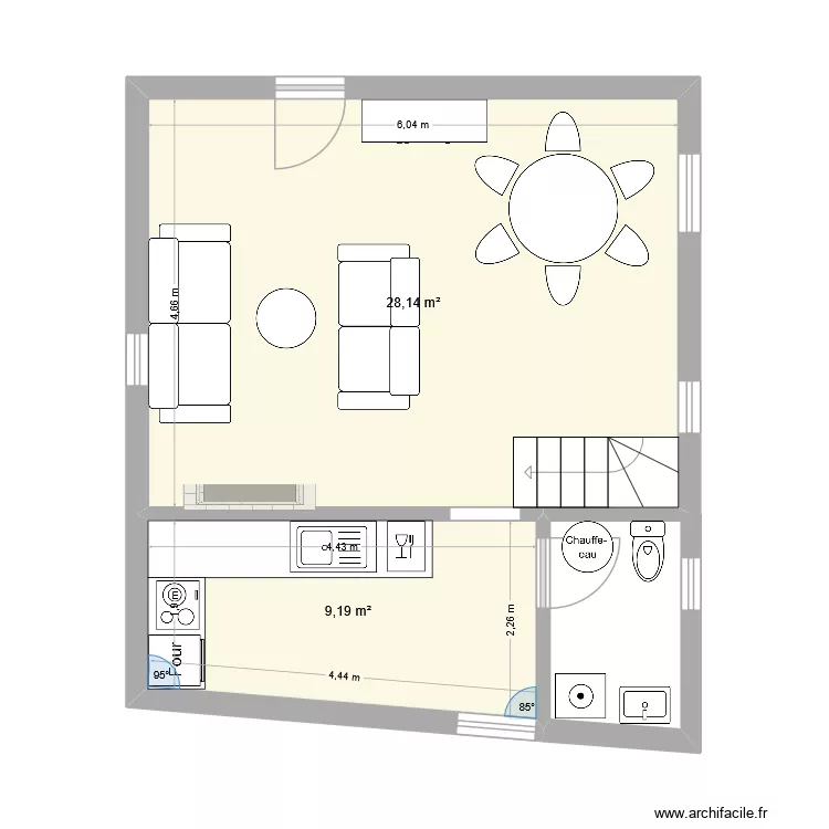 Petite maison. Plan de 2  et 37 m²