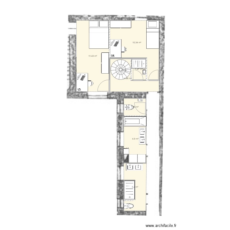 19FR 5ème fond v1. Plan de 0 pièce et 0 m2