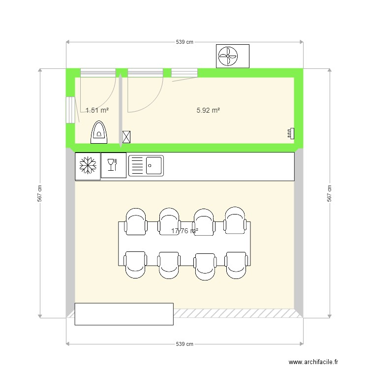 pool housse6. Plan de 3 pièces et 25 m2