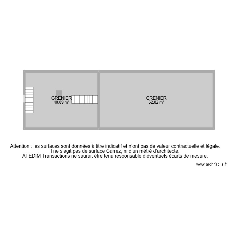 BI 11273 GRENIER. Plan de 2 pièces et 103 m2