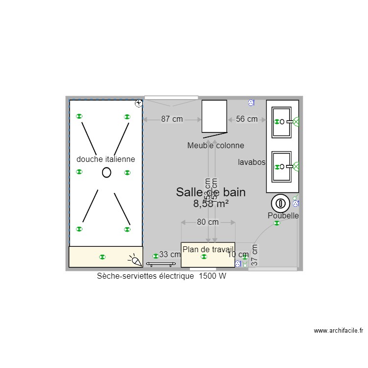 projet salle de bain . Plan de 0 pièce et 0 m2