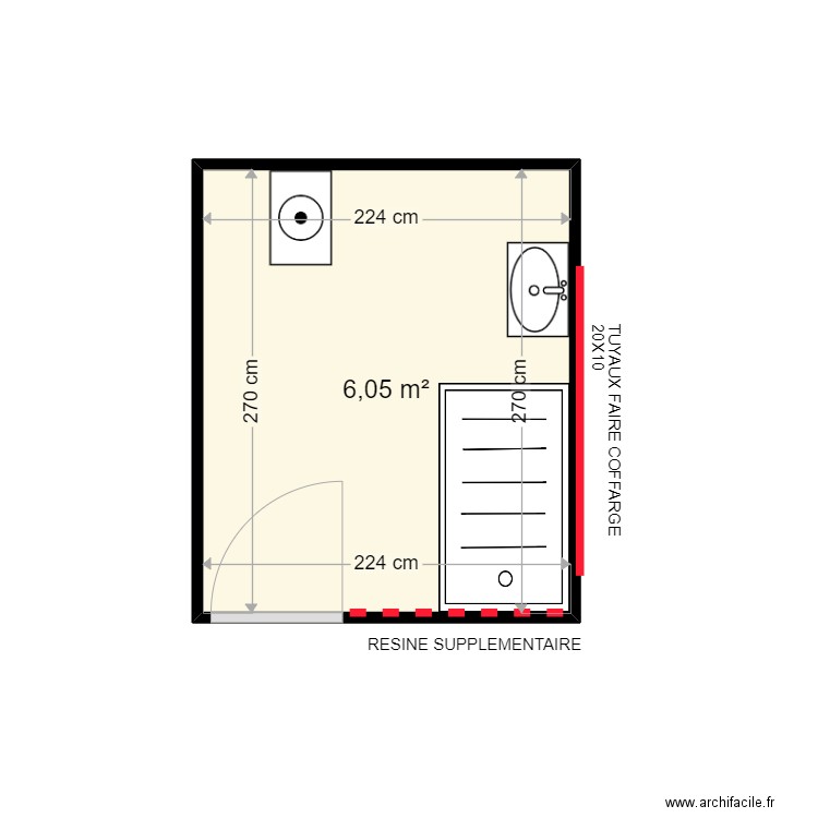 DEBUREAUX MARTINE . Plan de 1 pièce et 6 m2