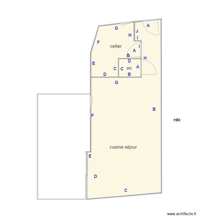 DILON RDC PB. Plan de 4 pièces et 50 m2