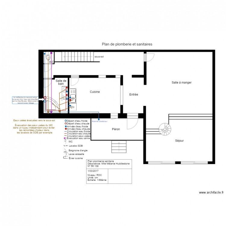 plomberie rdc. Plan de 0 pièce et 0 m2