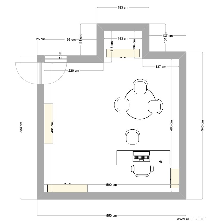 Bureau 1. Plan de 1 pièce et 26 m2