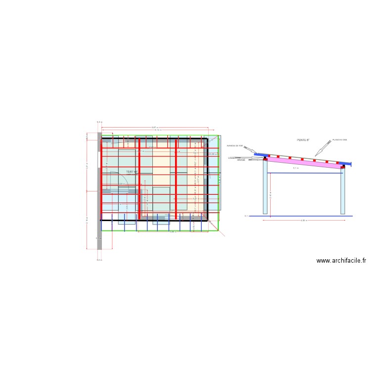 local velo 2. Plan de 1 pièce et 20 m2