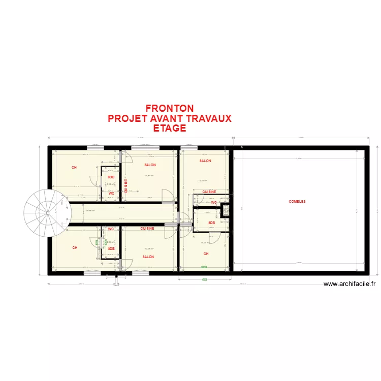 PLAN FRONTON ETAGE  AVANT TRAVAUX. Plan de 