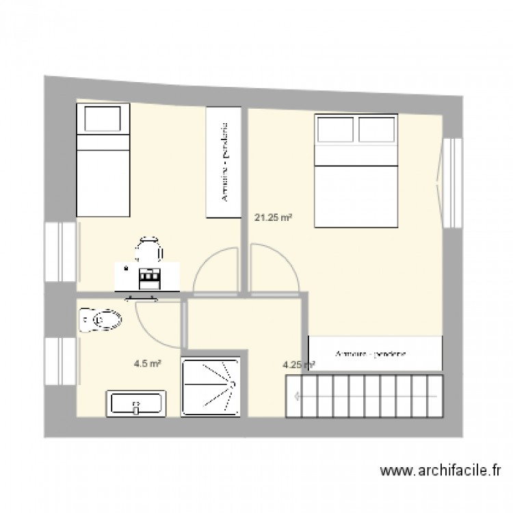 Anatole France 5ème étage duplex 2 aménagé alternative. Plan de 0 pièce et 0 m2