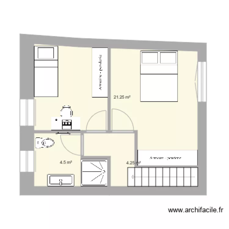 Anatole France 5ème étage duplex 2 aménagé alternative. Plan de Anatole France 5ème étage duplex 2 aménagé alternative. Plan de