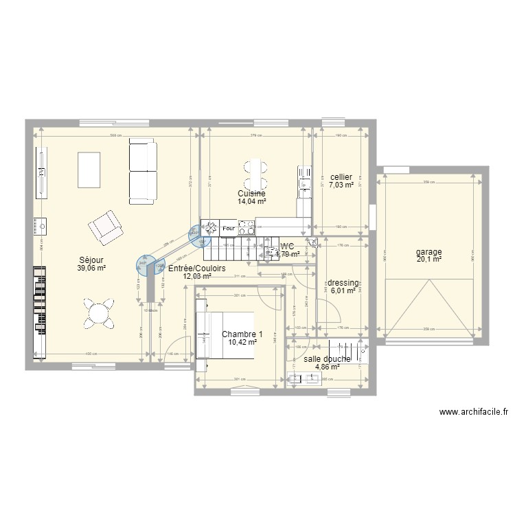 plan 1. Plan de 9 pièces et 115 m2