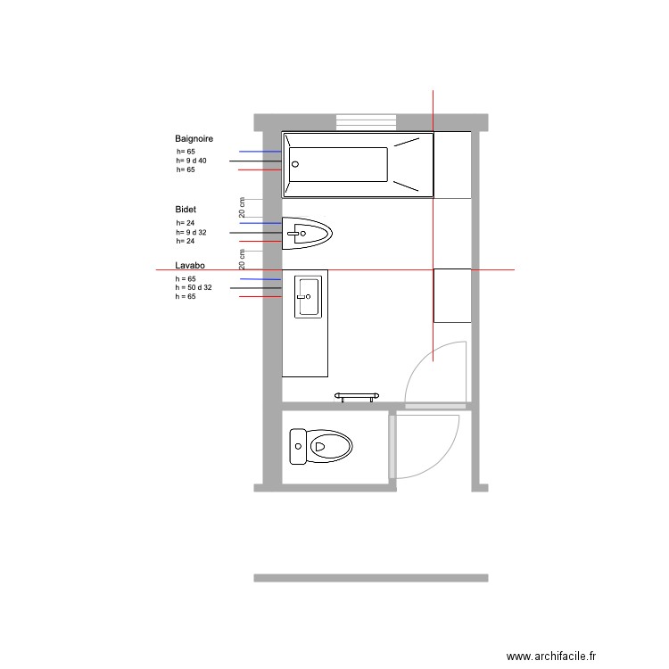 Salle de Bains Projet B. Plan de 0 pièce et 0 m2