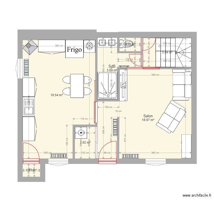 Maison. Plan de 7 pièces et 49 m2