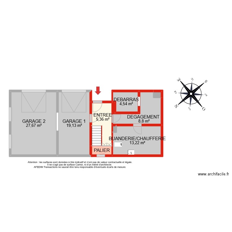 BI 6775 RDC. Plan de 12 pièces et 84 m2