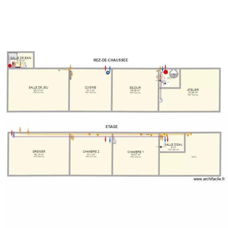 HURE - Chauffage central + ES. Plan de 