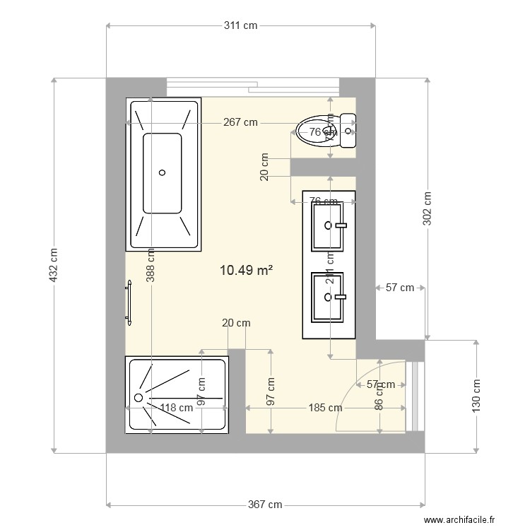salle de bain. Plan de 0 pièce et 0 m2