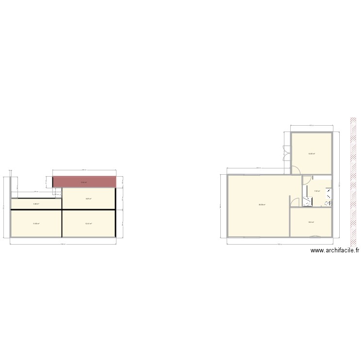 Hangar en L masos. Plan de 0 pièce et 0 m2