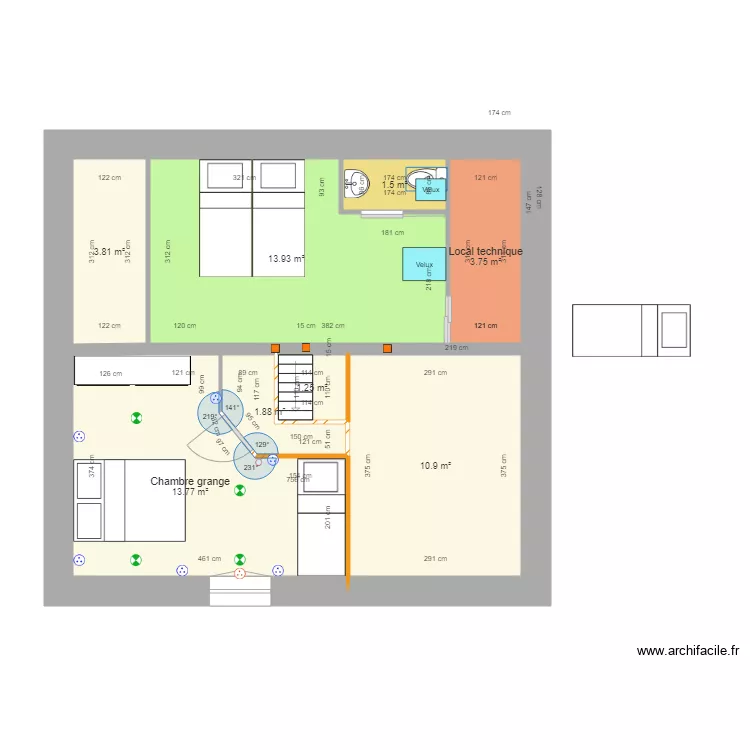 chambre mezzanine V67 du 2 nov 2018 . Plan de 