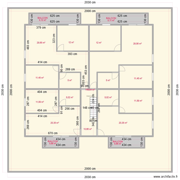 ABI 1. Plan de 20 pièces et 628 m2