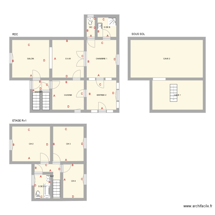 GODIN. Plan de 16 pièces et 125 m2