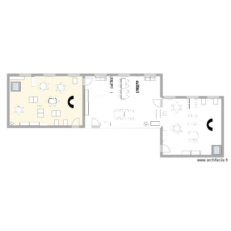 plan classes 2. Plan de 1 pièce et 53 m2