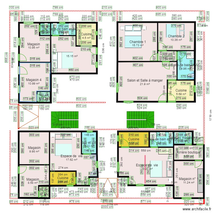 Treichville20 Studios et Appartement  RDCH. Plan de 0 pièce et 0 m2