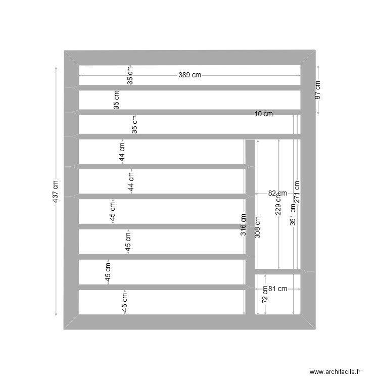 mez final. Plan de 2 pièces et 14 m2