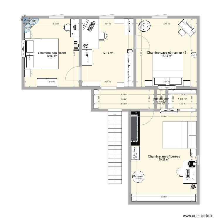 emménagement étage Montastruc version3 ADO . Plan de 0 pièce et 0 m2