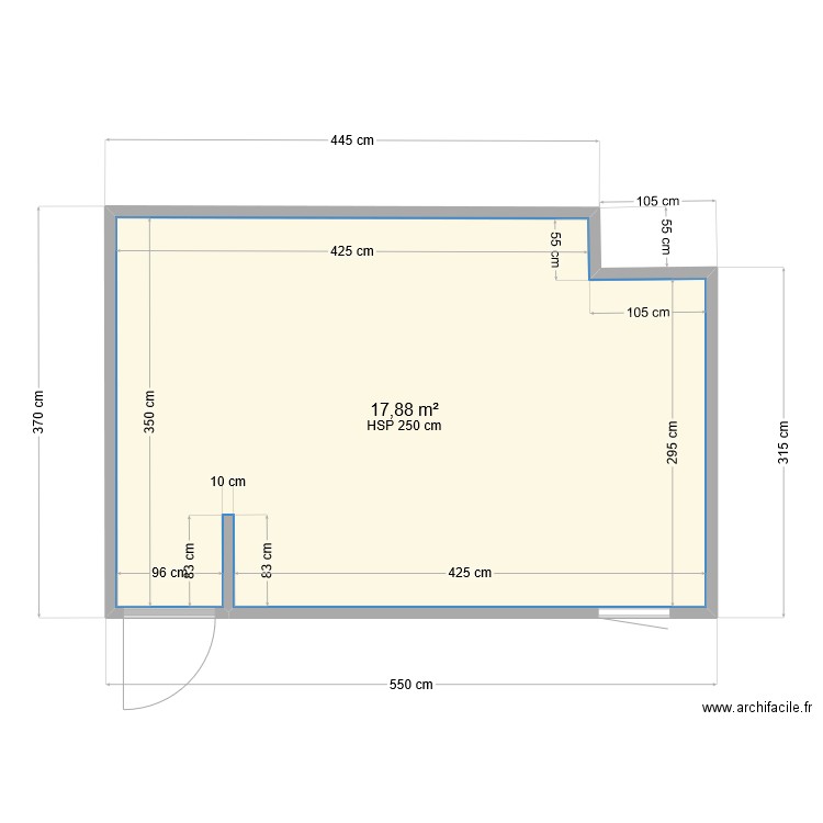 Chambre garage AuréJu 1. Plan de 1 pièce et 18 m2